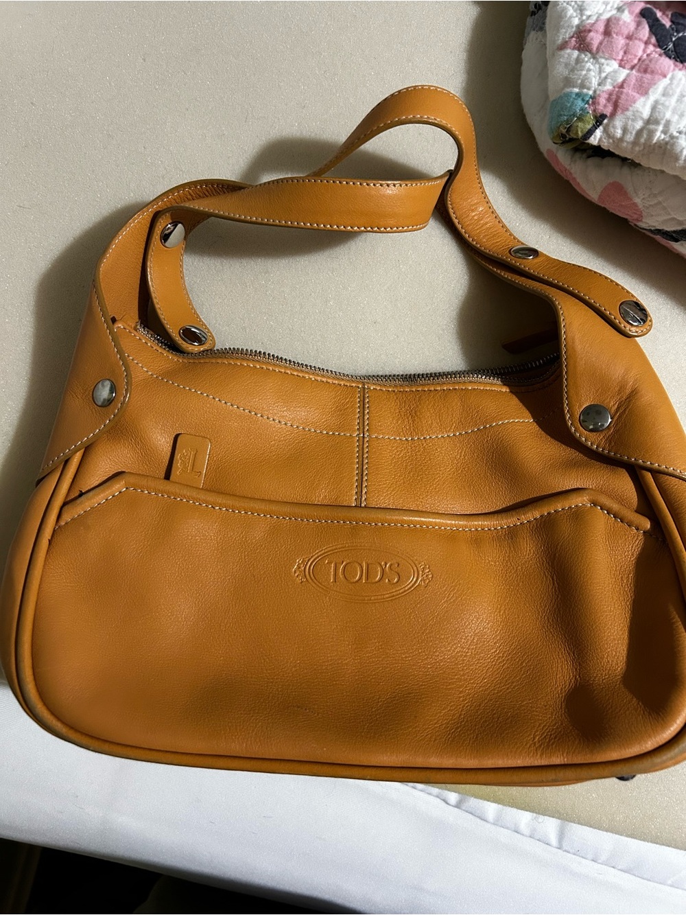 TOD'S Caramel Brown Leather Shoulder Bag